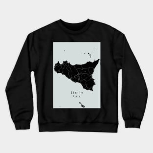 Sicily Italy Island Map dark Crewneck Sweatshirt